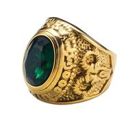 KUTCEK Bague en acier inoxydable avec tête de mort et chèvre pour homme - Bijou punk gothique en acier inoxydable avec pierre œil - Accessoire de mode tendance, 8, Acier titane