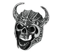 KUTCEK Bague en acier inoxydable Hip Hop Punk Taureau Crâne Guerrier pour homme Gothique Vintage Cadeau pour lui, 7, Acier inoxydable