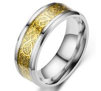 KUTCEK Bague en acier titane avec motif dragon pour homme - Cadeau symbolique, 12, Acier titane