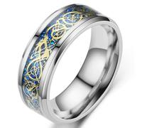 KUTCEK Bague en acier titane avec motif dragon pour homme - Cadeau symbolique, 12, Acier titane