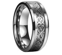 KUTCEK Bague en acier titane avec motif dragon pour homme - Cadeau symbolique, 8, Acier titane