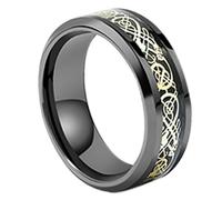KUTCEK Bague en acier titane avec motif dragon pour homme - Cadeau symbolique, 8, Acier titane