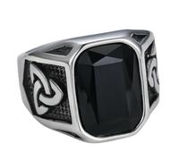 KUTCEK Bague en acier titane pour homme Viking Streetwear Bijoux Cadeau pour lui Bague audacieuse avec cristal rouge Hip Hop urbain, 15, Acier inoxydable