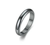 KUTCEK Bague en pierre noire avec hématite magnétique en forme de dôme lisse Unisexe Bijoux Équilibre énergétique Cadeau, 10, Acier titane