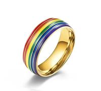 KUTCEK Bague en résine arc-en-ciel pour homme et femme - Art géométrique coloré - En acier titane - Empilable - Cadeau idéal, 9, Acier titane