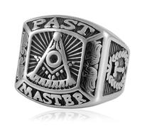 KUTCEK Bague franc-maçon vintage punk en acier titane pour homme de style rétro maçonnique accessoire unique bijou pour lui, 7