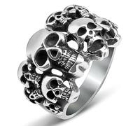 KUTCEK Bague gothique en acier titane avec tête de mort pour homme - Style vintage punk - Cadeau idéal pour les motards, Acier titane