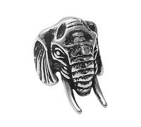 KUTCEK Bague gothique punk éléphant pour homme - Bague vintage en acier inoxydable avec revêtement noir - Bijou tendance unique pour lui, 12