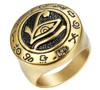 KUTCEK Bague œil d'Horus pour homme en acier inoxydable Punk Gothique Mythologie égyptienne Cadeau pour lui, 7, Acier inoxydable