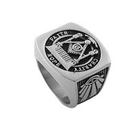 KUTCEK Bague maçonnique en acier titane pour homme Symbole franc-maçon vintage hypoallergénique gothique punk accessoire bijoux cadeau, 12