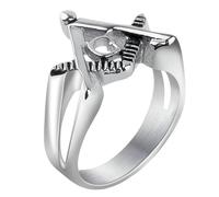 KUTCEK Bague maçonnique pour homme en acier inoxydable - Bijou vintage - Accessoire de société secrète - Cadeau artisanal vintage pour lui, 9, Acier inoxydable