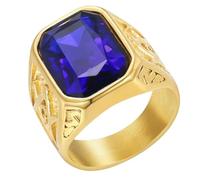KUTCEK Bague maçonnique pour homme en acier inoxydable multi-gemmes style hip hop bijoux d'affaires coloré pièce cadeau pour lui, 7, Acier inoxydable