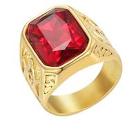KUTCEK Bague maçonnique pour homme en acier inoxydable multi-gemmes style hip hop bijoux d'affaires coloré pièce cadeau pour lui, 8, Acier inoxydable