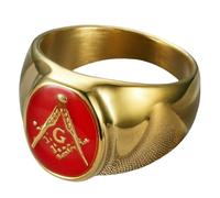 KUTCEK Bague maçonnique pour homme en acier titane et résine bleue Hip Hop Bijoux Cadeau pour lui Style vintage Accessoire de mode, 11, Acier inoxydable