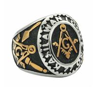 KUTCEK Bague maçonnique pour homme en acier titane vintage symbole franc-maçon bague gothique punk bijoux rétro unisexe alliance, 7