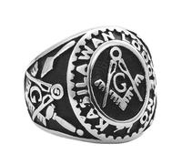 KUTCEK Bague maçonnique pour homme en acier titane vintage symbole franc-maçon bague gothique punk bijoux rétro unisexe alliance, 7