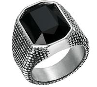 KUTCEK Bague pour homme en acier inoxydable avec zircones - Style vintage - Style vintage - Finition vieillie - Cadeau idéal pour lui, 12, Acier inoxydable