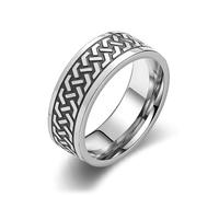 KUTCEK Bague pour homme en acier inoxydable moderne minimaliste avec finition polie, 7, Acier titane