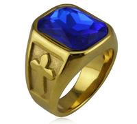 KUTCEK Bague pour homme en acier titane punk croix avec pierre précieuse colorée - Bijoux gothique hip-hop - Accessoire de mode cadeau, 9, Acier titane