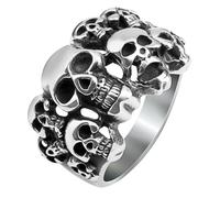 KUTCEK Bague pour homme en titane avec tête de mort gothique punk en acier inoxydable - Style vintage rétro - Cadeau idéal pour lui, 10, Acier inoxydable