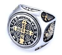 KUTCEK Bague Punk Gothique en Acier Titane Croix Bague Homme Femme Hip Hop Biker Bijoux CSPB Unisexe Rock Cadeau, 13, Acier titane