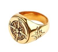 KUTCEK Bague rétro en titane avec boussole en style viking nordique pour homme - Bijou mystérieux d'aventure de style vintage, 13