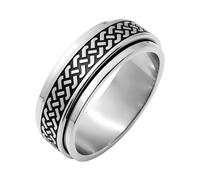 KUTCEK Bague rotative noircie en acier inoxydable avec finition vieillie, bijou cadeau pour homme et femme, 12, Acier titane
