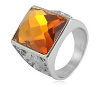 KUTCEK Bague vintage carrée en acier titane pour homme et femme tendance style punk avec pierres précieuses multicolores, 12