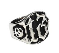KUTCEK Bague vintage gothique en acier titane pour homme avec tête de mort rétro punk audacieuse, 8, Acier titane