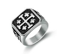 KUTCEK Bague vintage gothique en acier titane pour homme - Bijoux et accessoires de mode pour motards, Acier titane