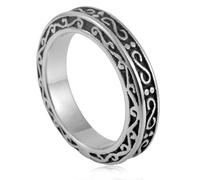 KUTCEK Bague vintage punk en acier titane avec fleur totem bande unique pour homme accessoire de mode rétro motards bijoux, 9