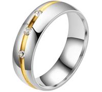 KUTCEK Bagues de couple avec zircon moderne en acier inoxydable assorti, design emboîtable, coffret cadeau de mariage, Men's Size 10, Acier inoxydable