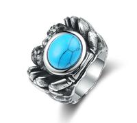 KUTCEK Chevalière royale vintage en acier titane turquoise pour homme, bijou inspiré du palais européen avec incrustation de pierres précieuses, cadeau, 11, Acier titane