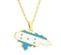 KUTCEK Collier avec pendentif carte du Honduras en acier inoxydable - Cadeau de voyage - Pour couple - Unisexe - Pour homme et femme, 50 cm, Acier inoxydable