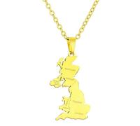 KUTCEK Collier avec pendentif carte du Royaume-Uni en acier inoxydable émaillé Motif géométrique moderne Unisexe Cadeau pour couple, Acier inoxydable