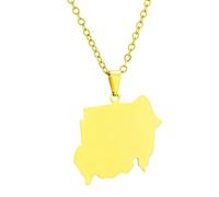 KUTCEK Collier avec pendentif carte du Soudan en acier titane émaillé pour couple - Bijou bohème d'exploration culturelle - Cadeau pour homme et femme, Acier inoxydable