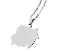 KUTCEK Collier avec pendentif carte du Soudan en acier titane émaillé pour couple - Bijou bohème d'exploration culturelle - Cadeau pour homme et femme, Acier inoxydable