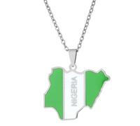 KUTCEK Collier en acier inoxydable avec pendentif carte du Nigeria en résine, bijou ethnique africain, unisexe, cadeau pour couple, Acier inoxydable