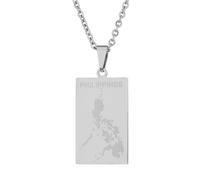 KUTCEK Collier minimaliste en acier titane avec pendentif carte des Philippines pour couples - Cadeau tendance pour homme et femme, Acier inoxydable