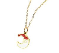 KUTCEK Collier ras du cou en acier titane avec pendentif lune et chapeau de Père Noël pour femme