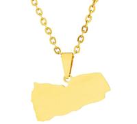 KUTCEK Collier unisexe en acier titane émaillé avec motif carte du Yémen - Bijou bohème ancien - Cadeau pour homme et femme, Acier inoxydable