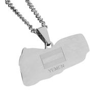 KUTCEK Collier unisexe en acier titane émaillé avec motif carte du Yémen - Bijou bohème ancien - Cadeau pour homme et femme, Acier inoxydable