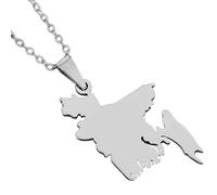 KUTCEK Collier vintage en acier inoxydable émaillé avec pendentif carte du Bangladesh pour couple - Patrimoine culturel - Cadeau pour homme et femme, Acier inoxydable