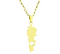 KUTCEK Collier vintage en acier inoxydable émaillé avec pendentif carte du Liban pour couple - Bijou pour homme et femme, Acier inoxydable
