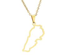 KUTCEK Collier vintage en acier inoxydable émaillé avec pendentif carte du Liban pour couple - Bijou pour homme et femme, Acier inoxydable