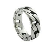 KUTCEK Edgy Bague en acier titane vintage pour homme Chaîne plate - Gothique Punk Hip Hop Hollow-Out Design Bijoux Cadeau, 9