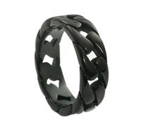 KUTCEK Edgy Bague en acier titane vintage pour homme Chaîne plate - Gothique Punk Hip Hop Hollow-Out Design Bijoux Cadeau, 8