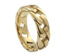 KUTCEK Edgy Bague en acier titane vintage pour homme Chaîne plate - Gothique Punk Hip Hop Hollow-Out Design Bijoux Cadeau, 8