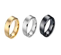 KUTCEK Lot de 3 bagues empilables en acier titane à double bord biseauté 4/6/8 mm, 9, Acier titane