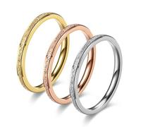 KUTCEK Lot de 3 bagues en or rose mat de 2 mm pour femme en acier inoxydable minimaliste, délicat et simple, bijou cadeau pour elle, 9, Acier titane